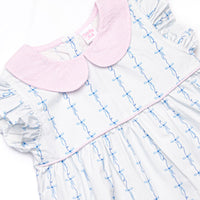 Satin Ribbon Seersucker Diaper Set, Blue
