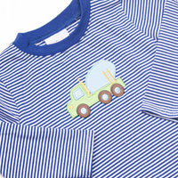 Concrete Carrier Applique Pant Set, Blue Stripe