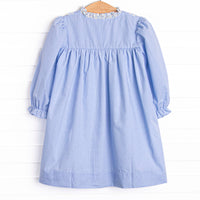 Bleu: Louise Applique Long Sleeve Dress, Blue Gingham