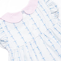 Satin Ribbon Seersucker Diaper Set, Blue
