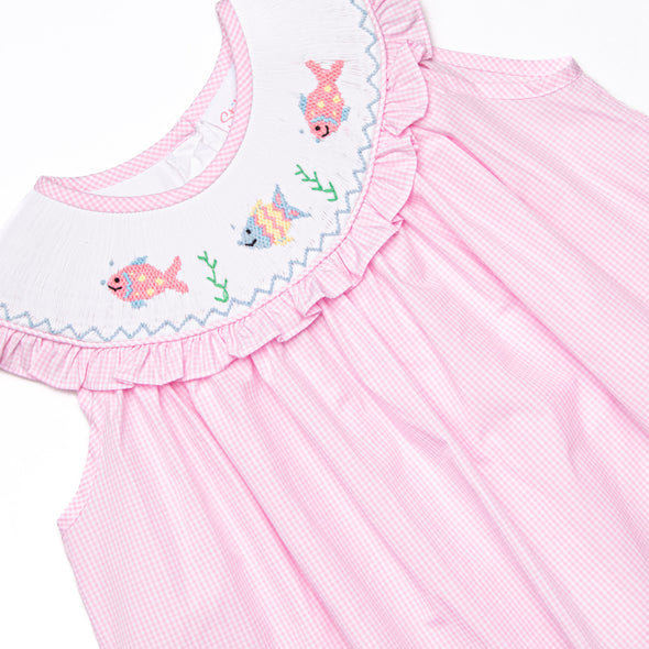 Bubble Besties Smocked Bishop Dress, Pink