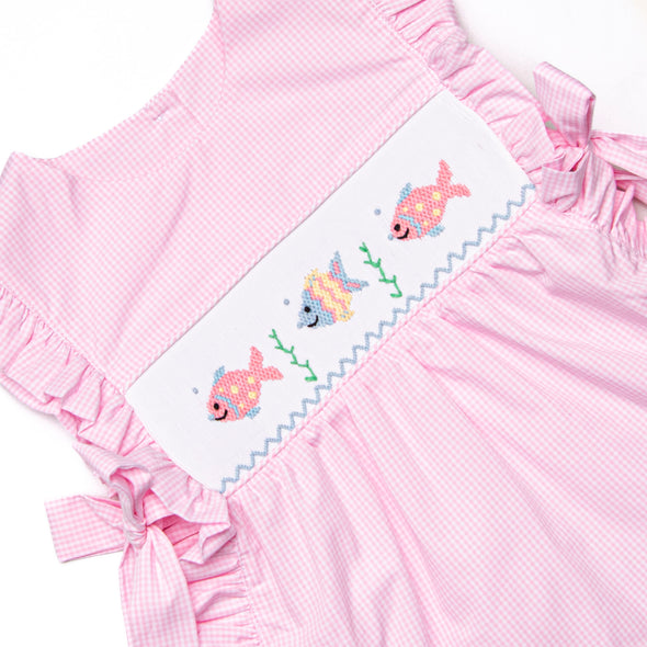 Bubble Besties Smocked Diaper Set, Pink