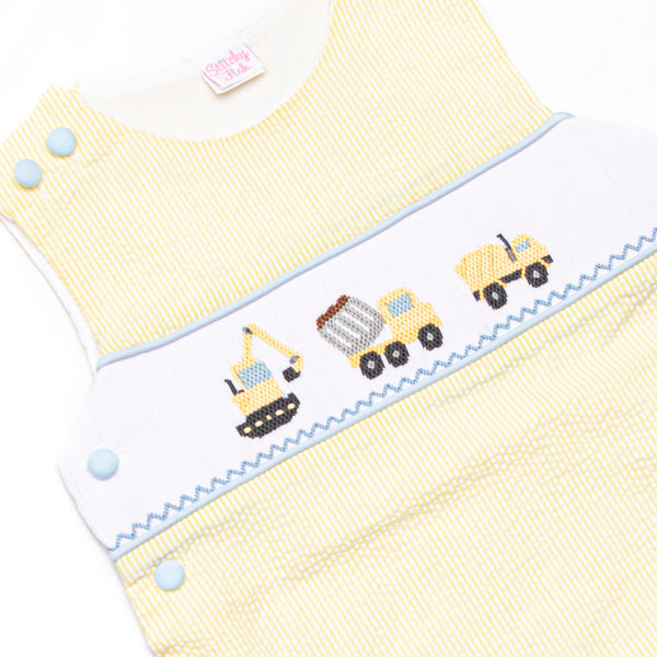 Work Zone Smocked Diaper Set, Yellow