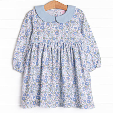 Bellflower Beauty Collared Dress, Blue Stitchy Fish Bellflower Beauty Collared Dress, Blue Stitchy Fish