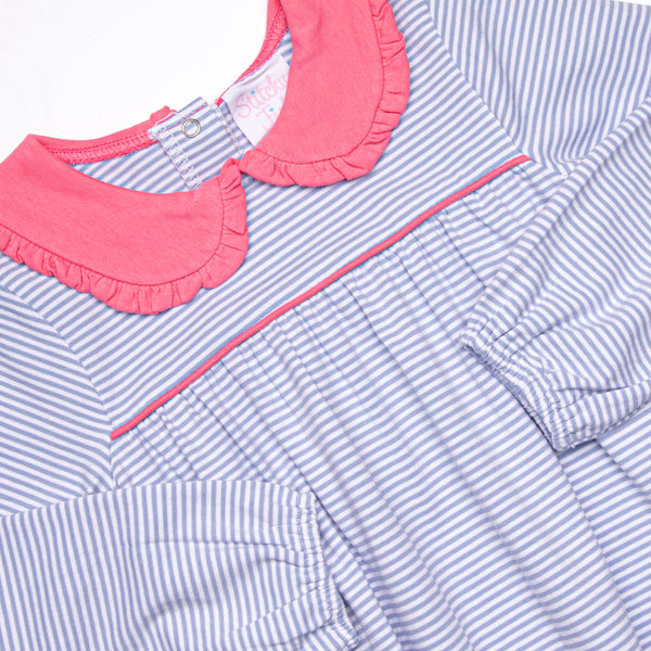 Lydia Romper, Periwinkle Stripe