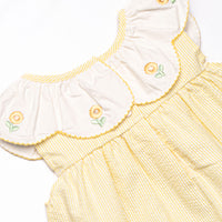 Sunny Day Sprouts Embroidered Scalloped Bib Short Set, Yellow