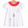 Christmas Day Embroidered Dress, White