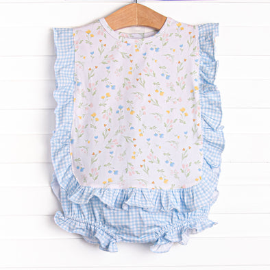 Penelope Petals Diaper Set, Blue