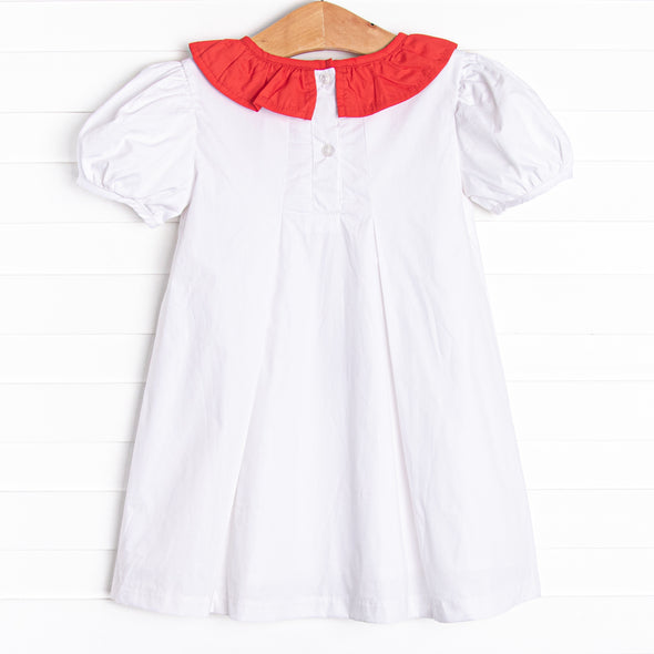 Christmas Day Embroidered Dress, White
