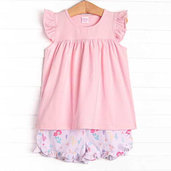 Ocean Floor Friends Short Set, Pink