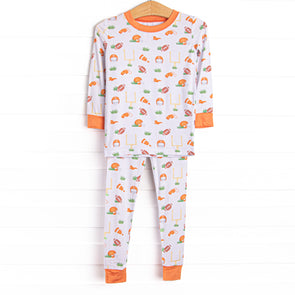 Down Field Dreamer Bamboo Pajama Set, Orange