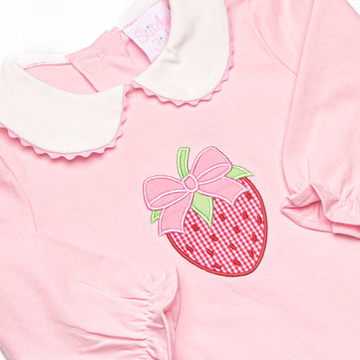 Berry Bows Applique Romper, Pink