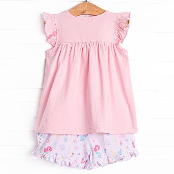 Ocean Floor Friends Short Set, Pink