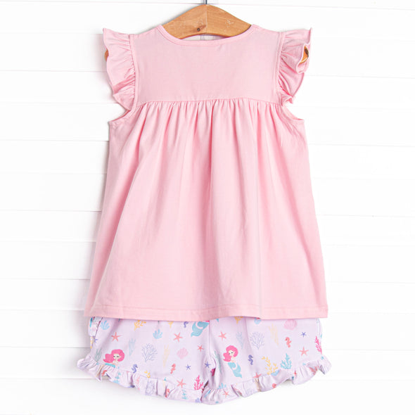 Ocean Floor Friends Short Set, Pink