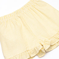 Sunny Day Sprouts Embroidered Scalloped Bib Short Set, Yellow