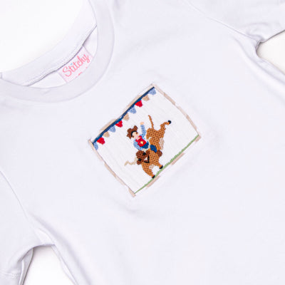 Rodeo Rider Smocked Short Set, Tan