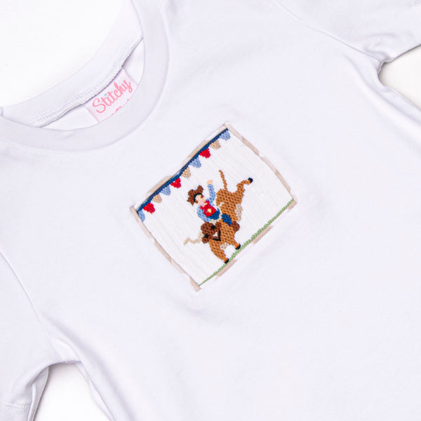 Rodeo Rider Smocked Short Set, Tan