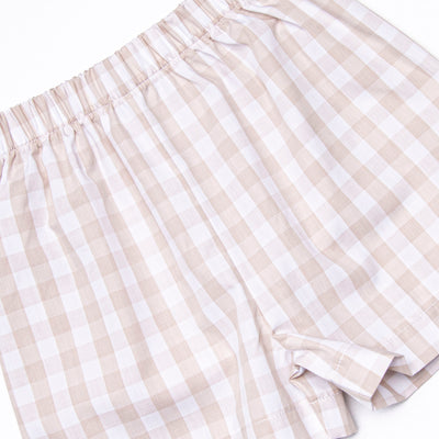 Rodeo Rider Smocked Short Set, Tan