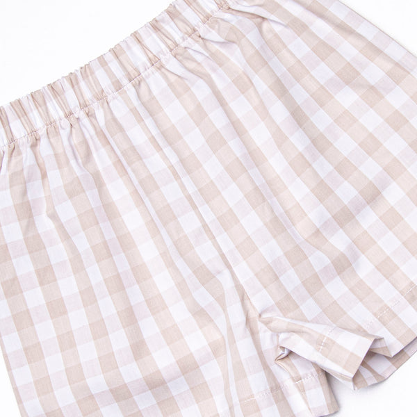 Rodeo Rider Smocked Short Set, Tan