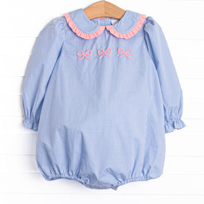 French Knot Frills Embroidered Bubble, Blue
