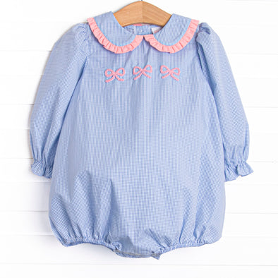 French Knot Frills Embroidered Bubble, Blue