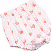 Berry Bows Scalloped Collar Diaper Set, Pink
