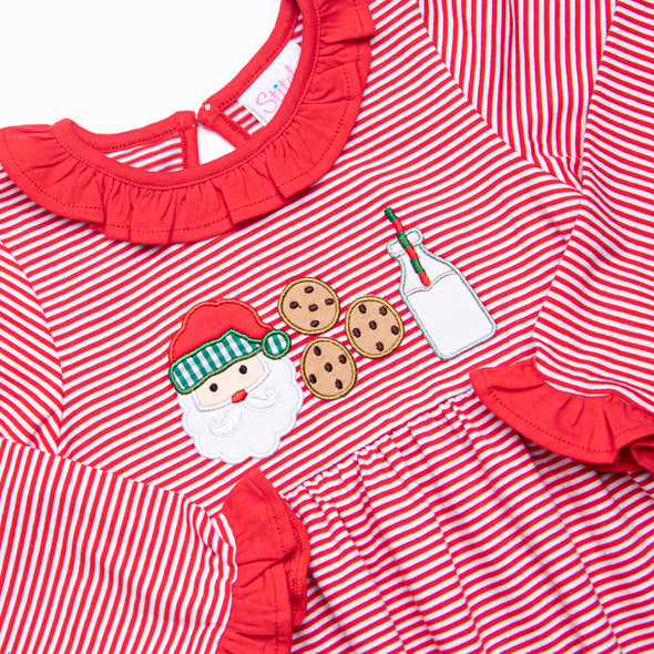 Santa's Treat Trio Applique Dress, Red