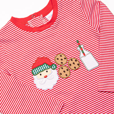 Santa's Treat Trio Applique Romper, Red