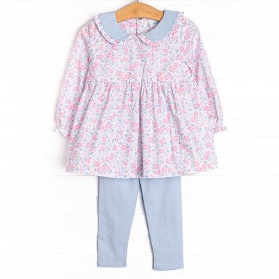 Poppy Petals Legging Set, Blue
