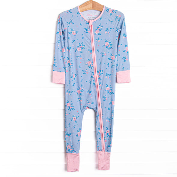 Blue Magnolia Bamboo Zippy Pajama, Blue