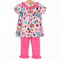 Berry Leafy Legging Set, Pink