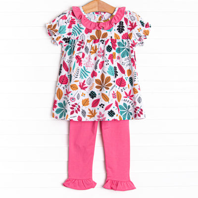 Berry Leafy Legging Set, Pink