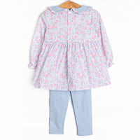 Poppy Petals Legging Set, Blue