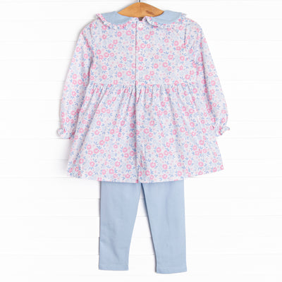 Poppy Petals Legging Set, Blue