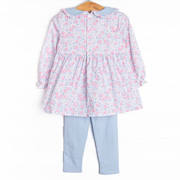 Poppy Petals Legging Set, Blue