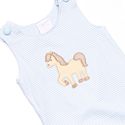 Giddy-Up Gallop Applique Jon Jon, Blue Stripe