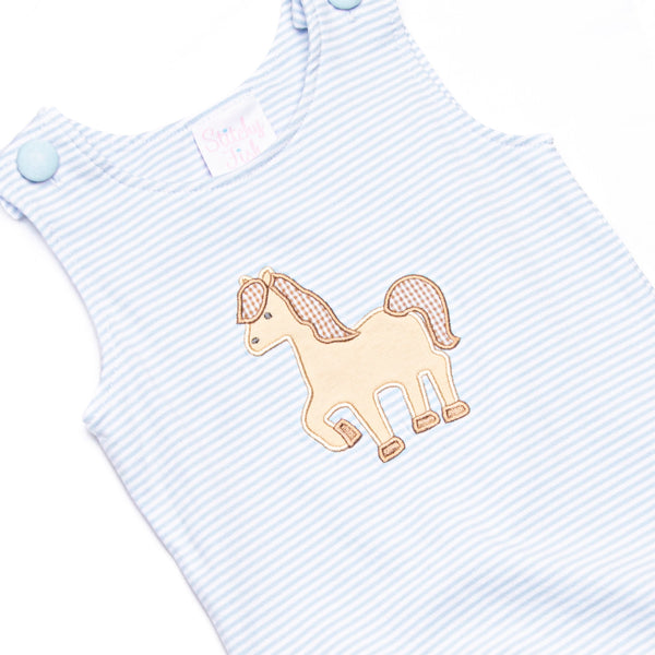 Giddy-Up Gallop Applique Jon Jon, Blue Stripe