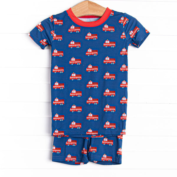 Sound the Alarm Bamboo Pajama Short Set, Blue