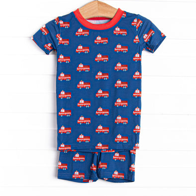 Sound the Alarm Bamboo Pajama Short Set, Blue