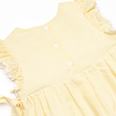 Sunny Day Sprouts Smocked Side Tie Dress, Yellow