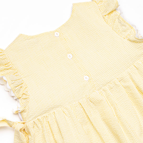 Sunny Day Sprouts Smocked Side Tie Dress, Yellow