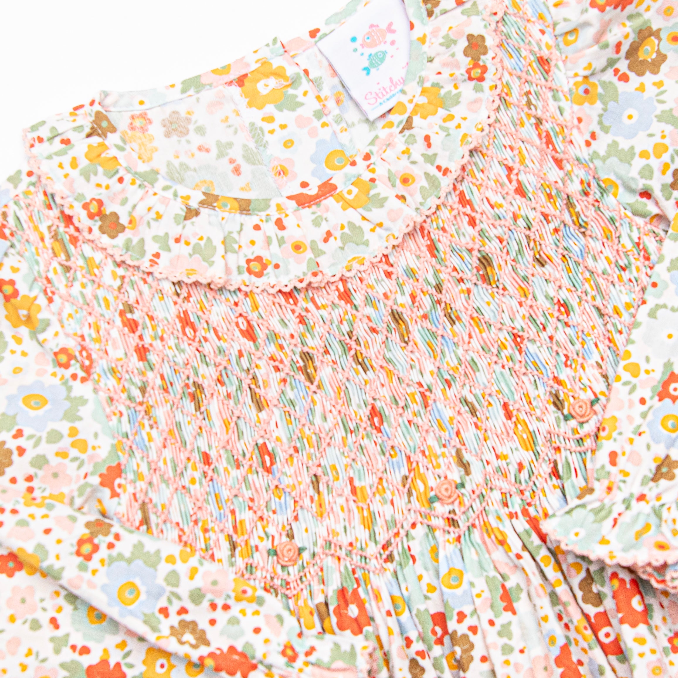 Girl's Hadley Smocked Dress in Orange size 4T Girl's Hadley Smocked Dress in Orange size 4T