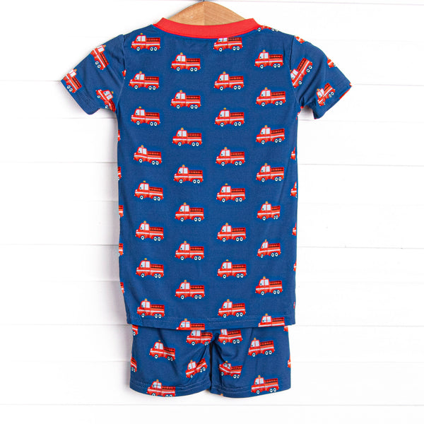 Sound the Alarm Bamboo Pajama Short Set, Blue