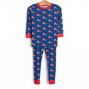 Sound the Alarm Bamboo Pajama Set, Blue