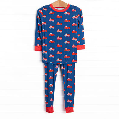 Sound the Alarm Bamboo Pajama Set, Blue