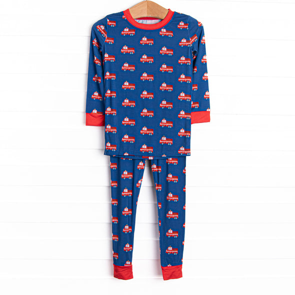 Sound the Alarm Bamboo Pajama Set, Blue