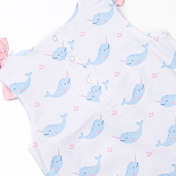Nellie Narwhal Bow Dress, Blue