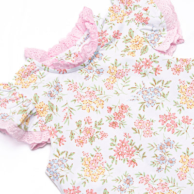 Lace and Lillies Ruffle Short Set, Pink