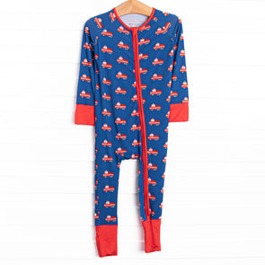 Sound the Alarm Bamboo Zippy Pajama, Blue