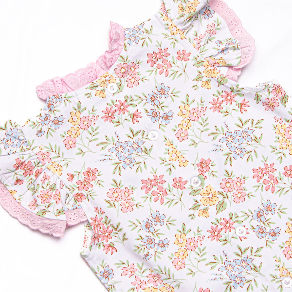 Lace and Lillies Ruffle Short Set, Pink